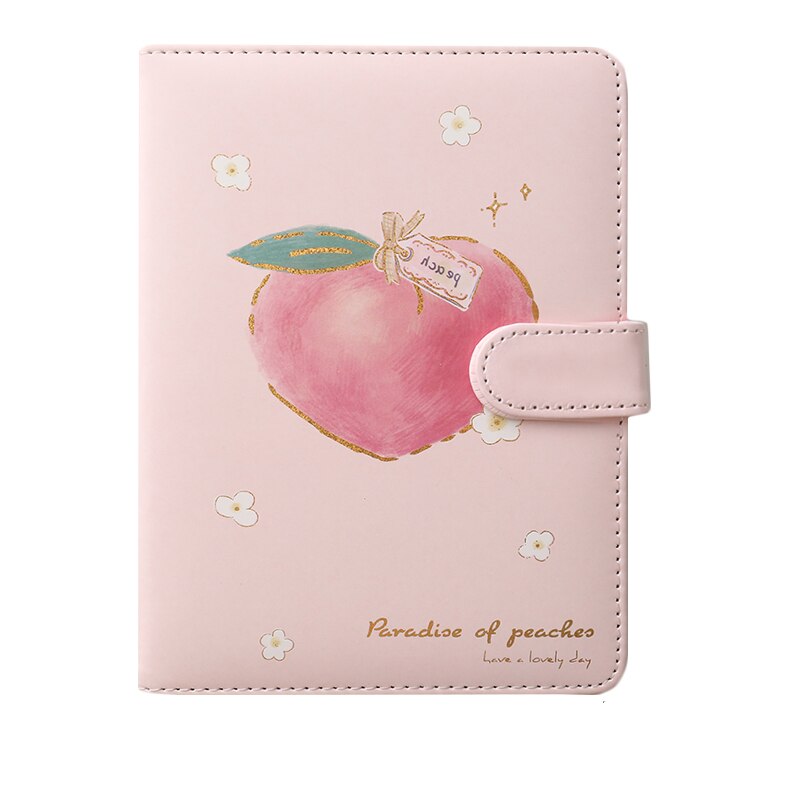 Kawaii melocotón cuaderno PU lindo de fruta diario Agenda planificador Colegio suministros: C