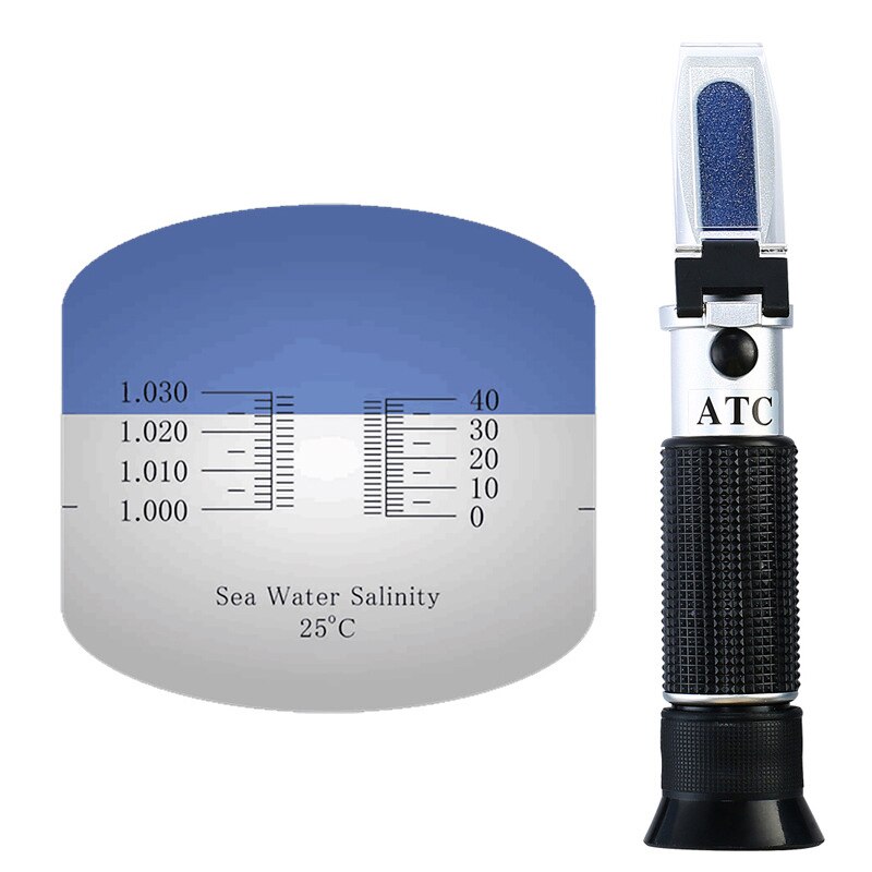 Portable Aquaculture Seawater Salinity Meter 0-40‰ Salt Specific Gravity Tester ATC Prism Refractometer for Marine Aquaculture