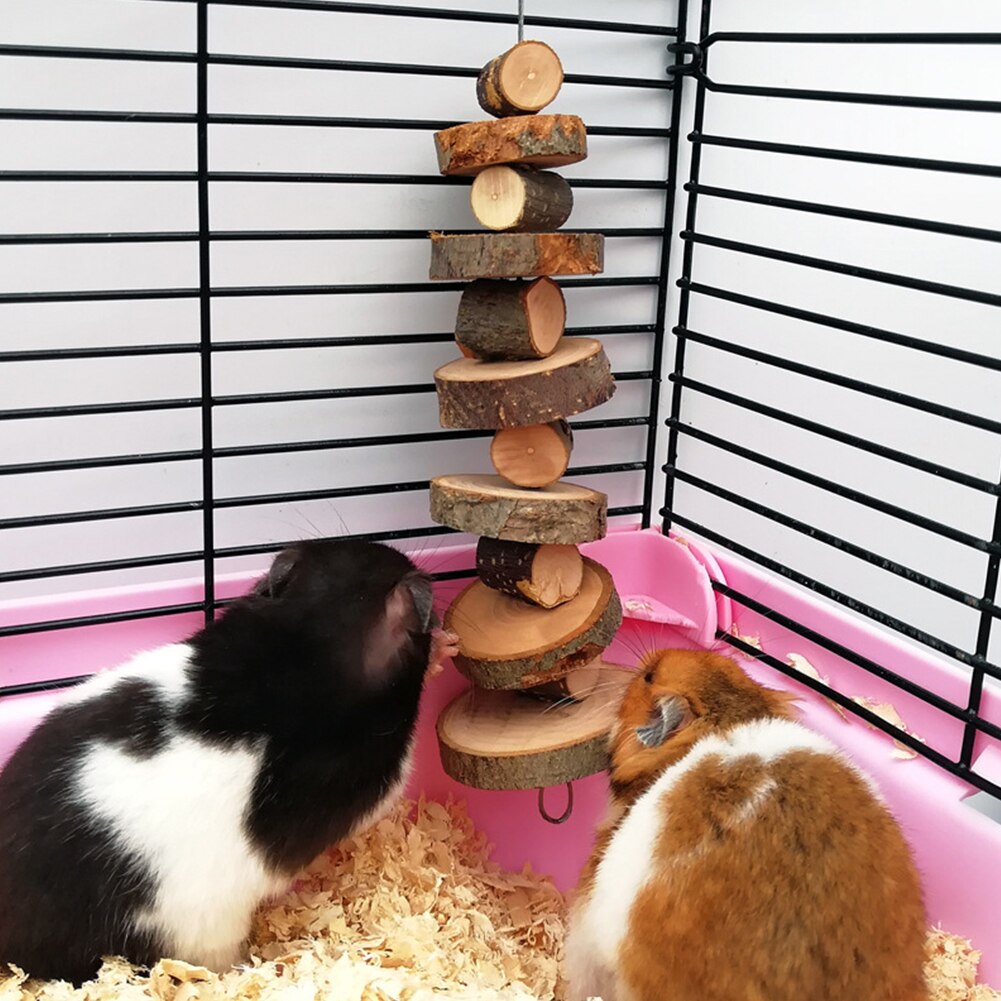 Juguete masticable de madera para hámster, accesorios de jaula para mascotas pequeñas,