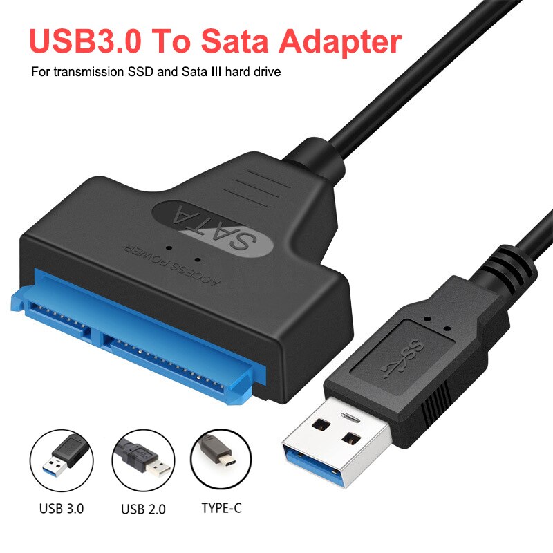Cable adaptador USB Sata 3 a USB 3,0/2,0, conectores tipo C, compatible con disco duro Ssd Hdd de 2,5 pulgadas