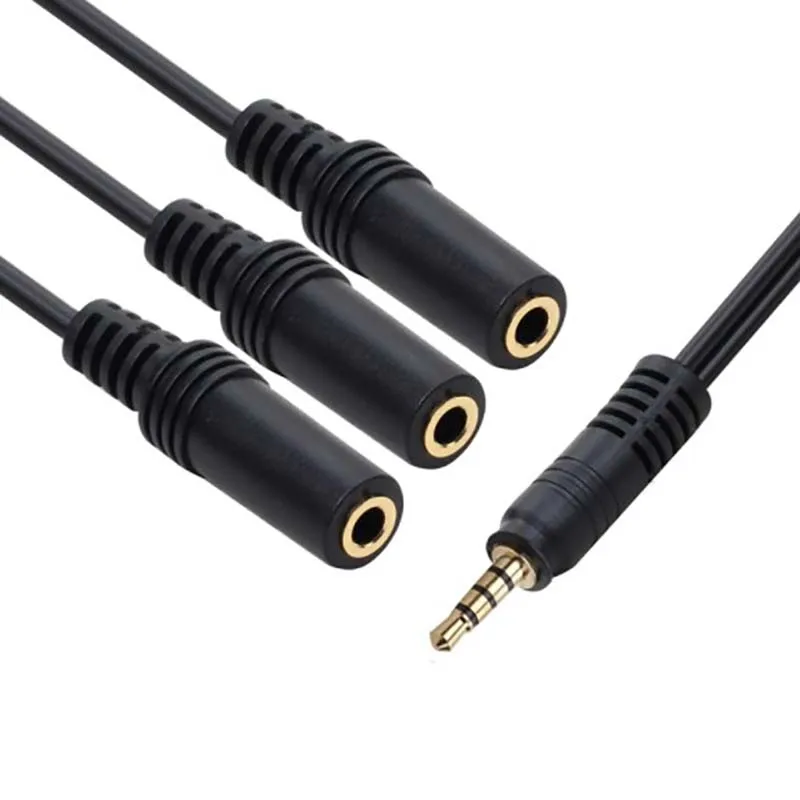 3 Way Port Aux Multi Headphone Earphone Audio Output Splitter Adapter 3.5mm Jack HUB Spliter Cable Extender 1 Male To 3 Female