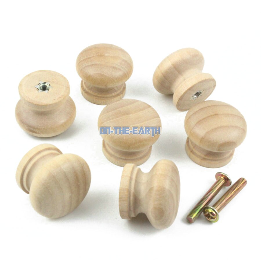 25 piezas 28mm sin pintar cajón de madera tirador de armario mobiliario mango de madera