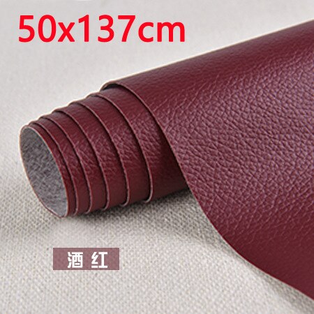 Parche de tela de cuero sintético para reparación de sofá, Pegatina autoadhesiva sin planchado, parches de tela de cuero para álbum de recortes, 50x137cm: 50x137 wine red