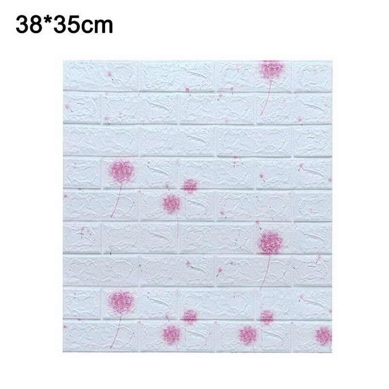 1pcs 3D Brick Wallpaper Waterproof Waterproof Contact Paper Doors For Living Room Bedroom Background Foam Wall Decoration: Dandelion white