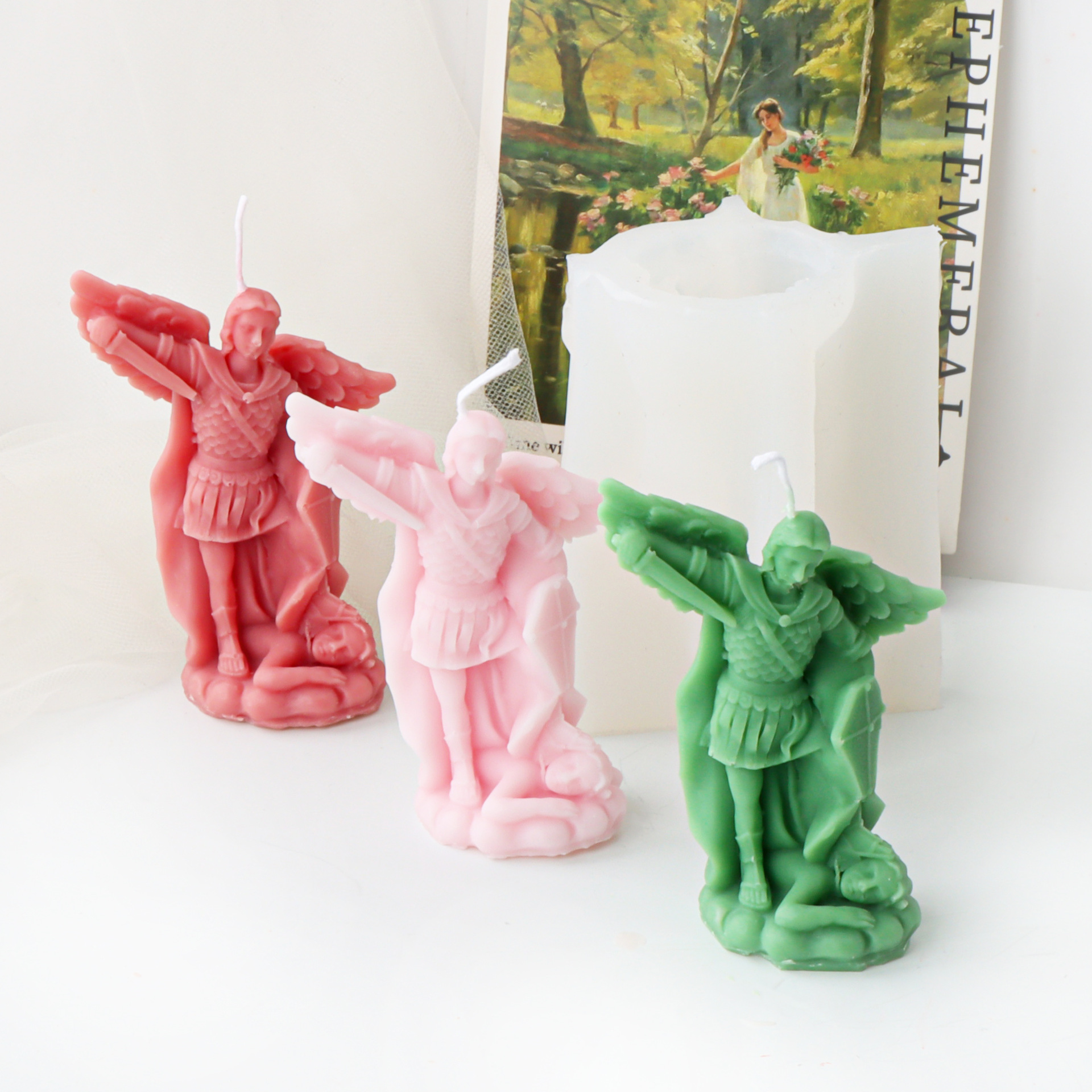 Stampo in silicone angelo guerriero per candela fatta a mano, sapone in gesso, resina epossidica, decorazione al cioccolato, gesso, ghiaccio, stampo da forno fai da te