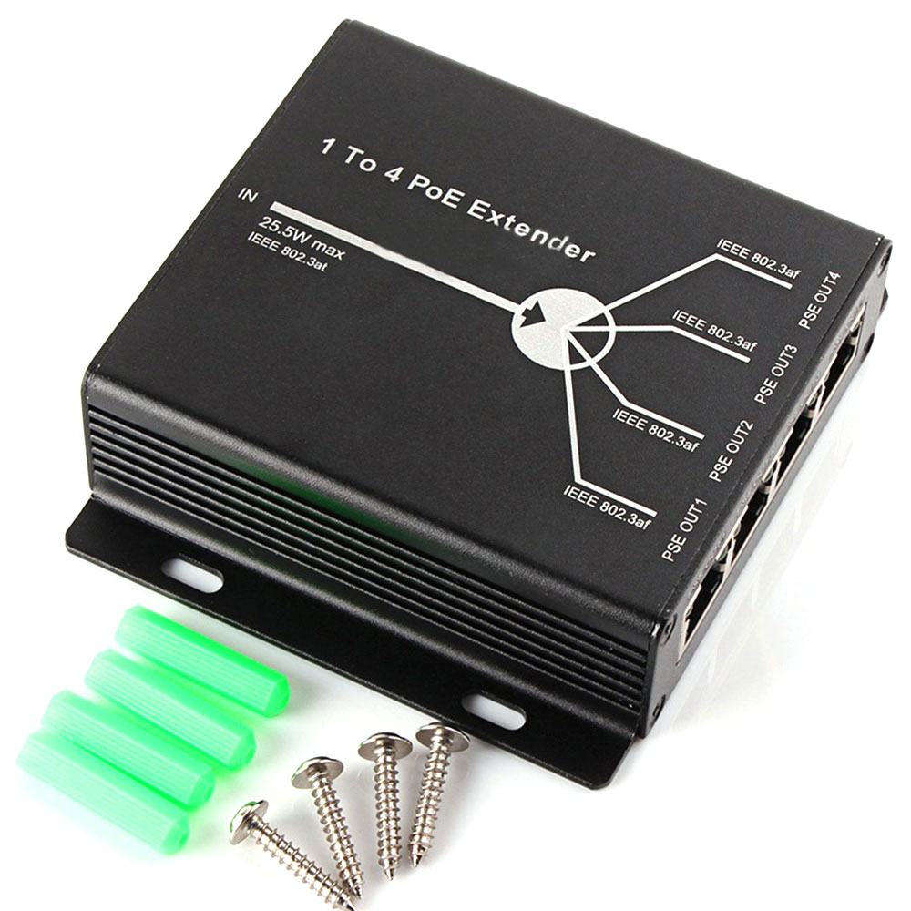 CCTV PoE Extender 1 input 4 output for POE/IP camera / wireless AP up to 120m transmission distance 10/100M LAN ports