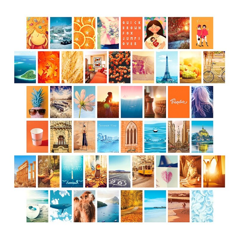 Juego de 50 hojas de postales decorativas para pared, pinturas decorativas, tarjetas de fotografía de estilo INS, fotos decorativas DIY: 6