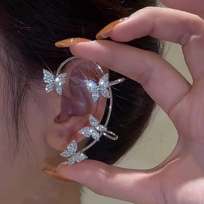 Koreaanse Oorbellen Mode-sieraden Metalen Vlinder Oor Clips Zonder Piercing Voor Vrouwen Sparkling Zirkoon Oor Manchet Clip Oorbellen
