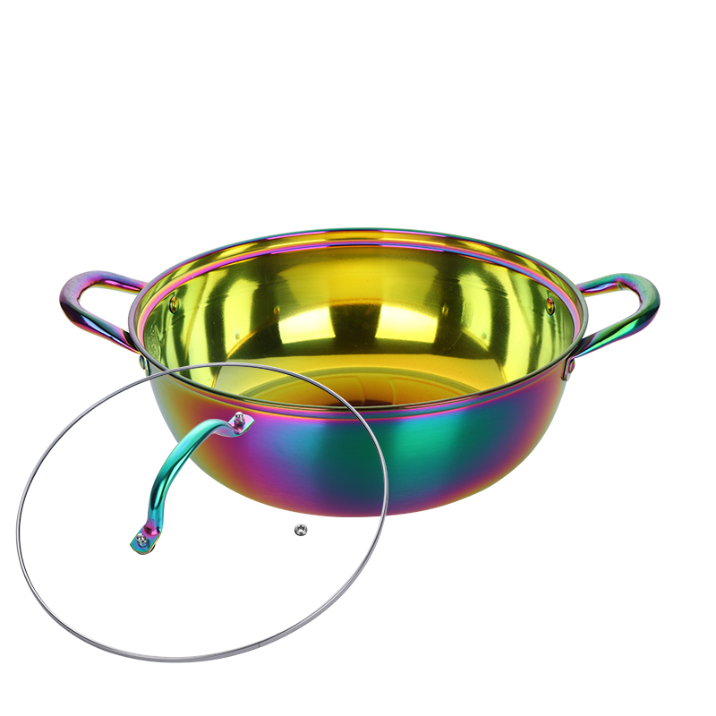 Marmite chinoise en acier inoxydable, ustensiles de cuisine, monocouche, compatibles avec les marmites à soupe, ustensiles de cuisine pour la maison: A270-Rainbow NO.0