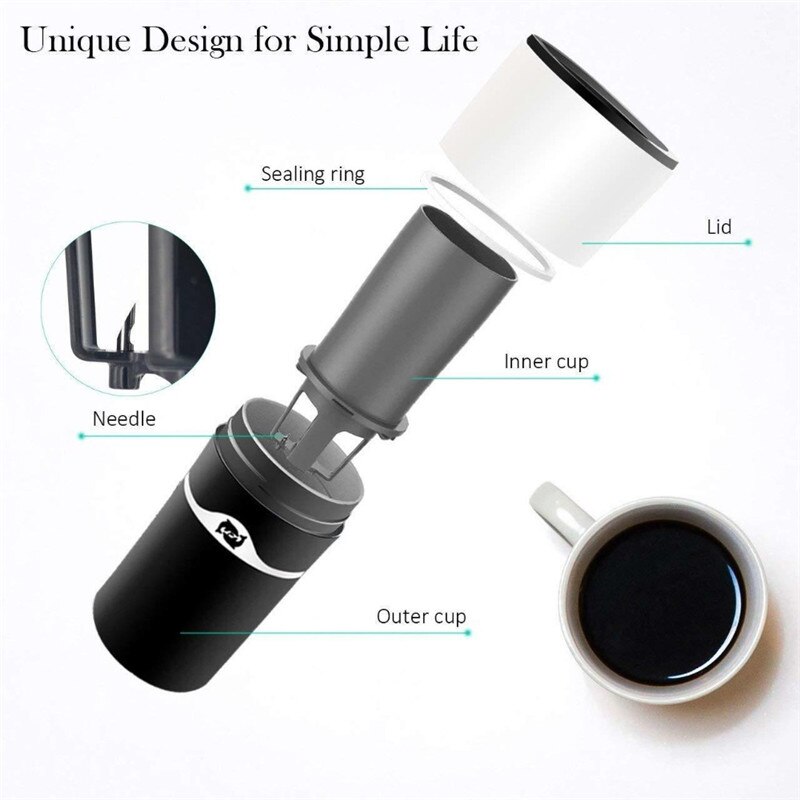 Tasse à café Portable moka, appareil à café manuel avec filtre k-cup, pas besoin de filtres en papier
