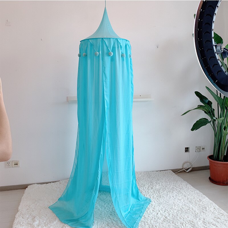 Estilo nórdico de gasa de verano tienda niño ropa de cama Red de cama de cúpula redonda cortina hogar cama cuna juego de niños decoración de la habitación: Gris