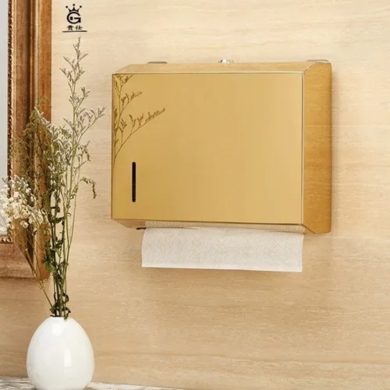 Metalen Wand Tissue Houder Badkamer Tissue Box Handdoek Dispenser Waterdichte Keuken Toiletpapier Opslag Goud Roestvrij Staal Cadeau