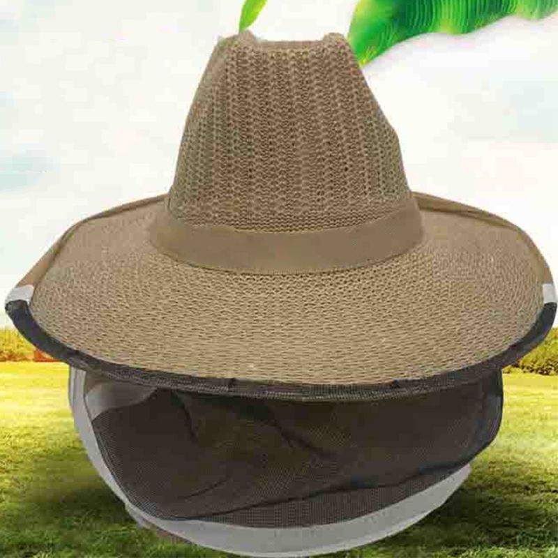 Natural Denim Mesh Beekeeping Beekeepers Hat Veil Protective Face Mask for Bee Protection During Beehive