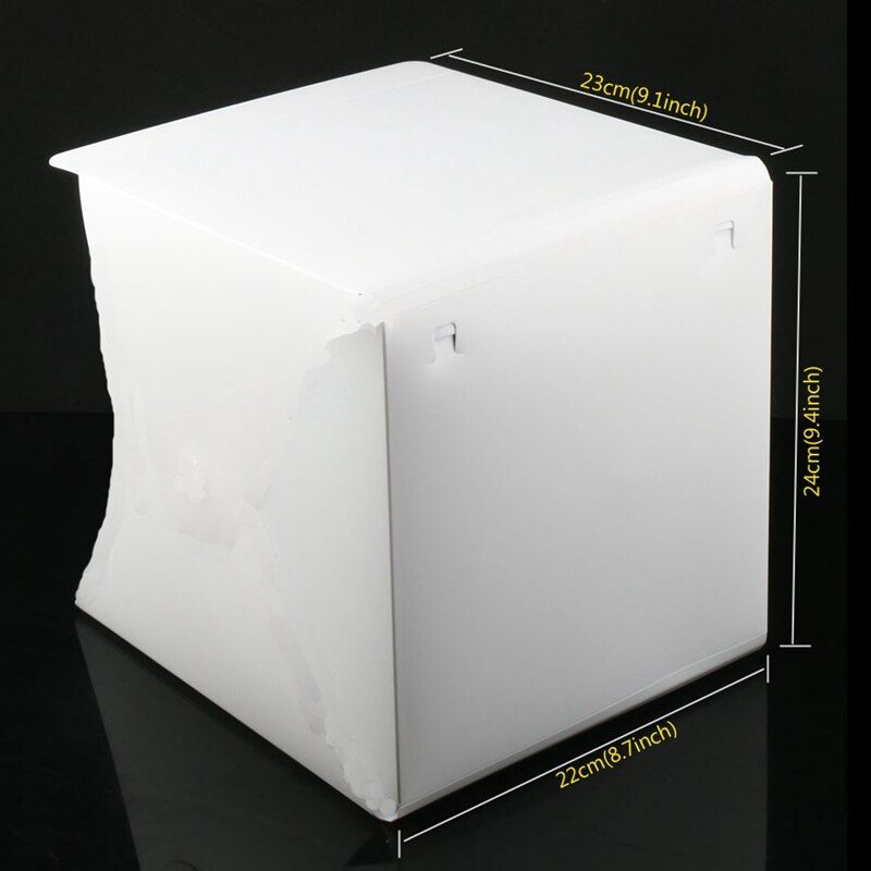 Mini fotostudio box , 8.9 x 9 x 9.5 inch draagbare fotografie lichttent kit, witte opvouwbare softbox met 40 led-lampen