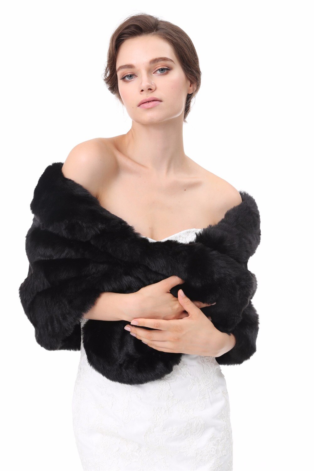 Janevini vinter fuskpäls wrap bolero svart bröllop brudsjal grå vit cape för brudar tillbehör mariage chales boda