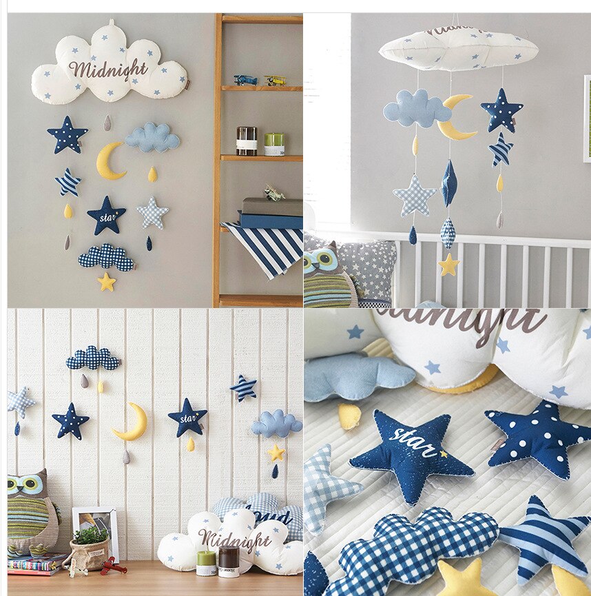 Cloud Balloon Star Rocket Wall Decoration Rattles Crib Mobiles Toy Holder Rotating Mobile Bed Bell Toddler Toys Infant Toys: B