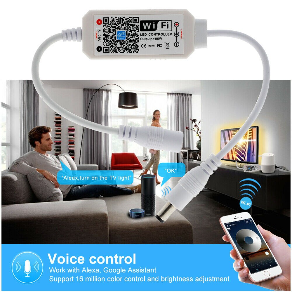 DC5-28V Led Strip 5050 2835 Rgb Mini Wifi Voice Controller Pixel Strip Alexa Google Home Muziek Timer Bluetooth Ios/android App