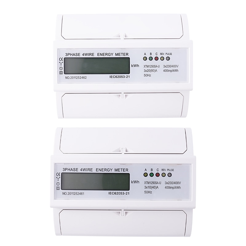 3 Phase 4 Wire Electric Digital Kwh Energy Meter LCD Three Four Wire DIN-Rail KWh Meter 230V/400V