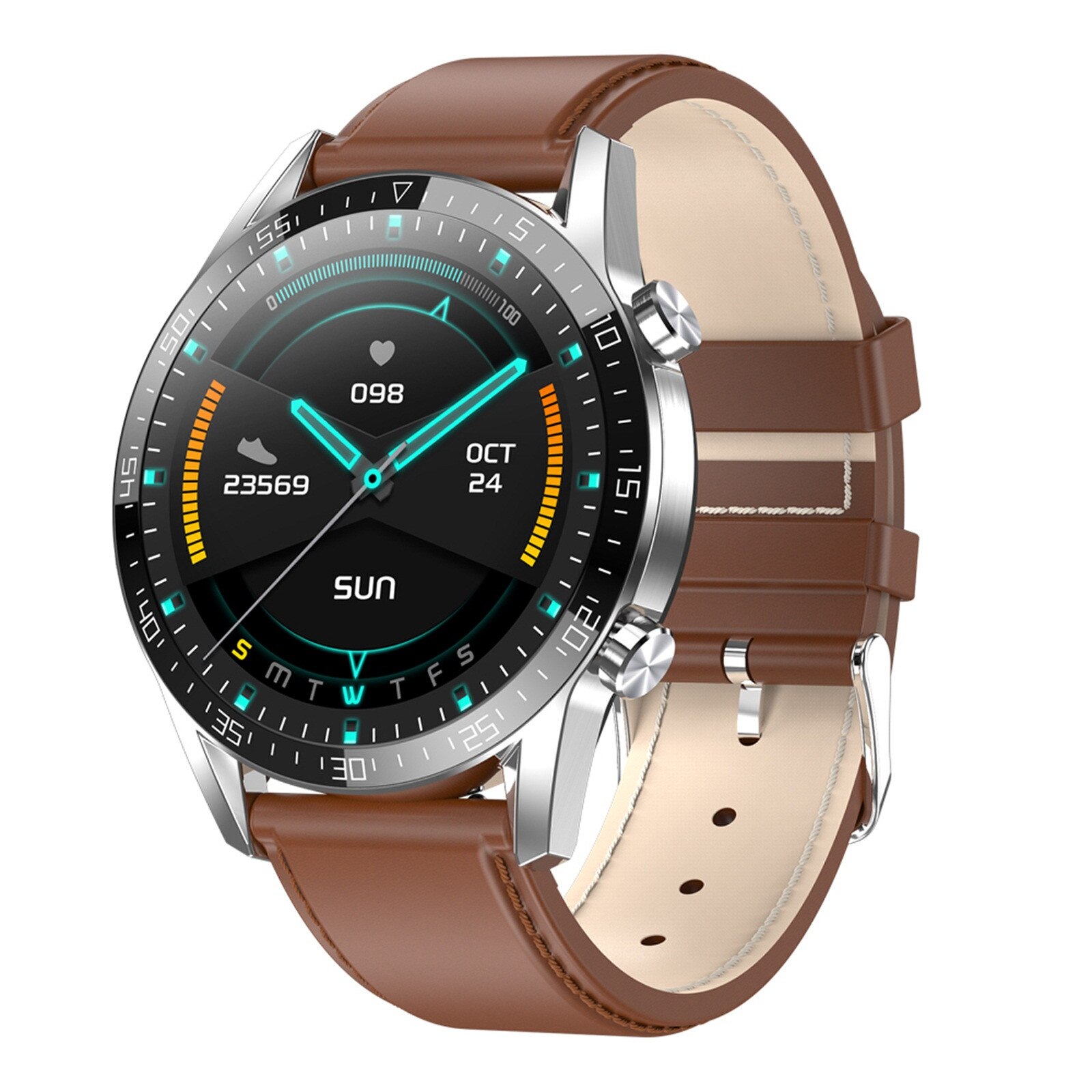 BEHATRD Smartwatch - 1.28" Temperature, Heart Rate, GPS - IP68 Waterproof - Rubber & Silicone Strap: B