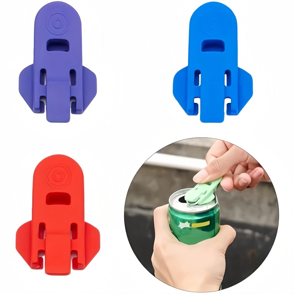 6pcs Can Opener Handheld Plastic Small Sealer for Beer Cola Beverage Cans Simple Rotating Dustproof Cup Lid Sealing Small Tool