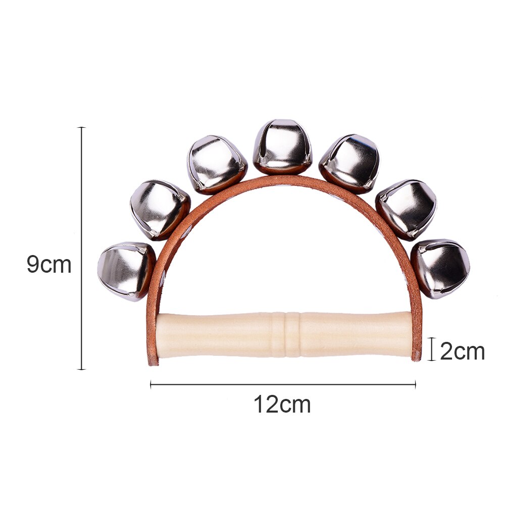 Handbell Hand Bells with 7pcs Jingle Bells Wood Handle Musical Instrument Toy for Music Class Percussion instruments toys