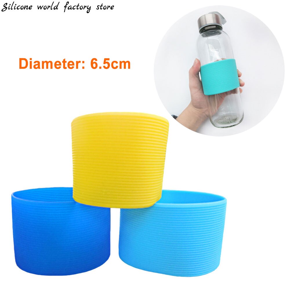 Silicone world 6.5CM tazza di vetro in Silicone tazza antiscivolo manica isolamento antiscivolo copertura protettiva striscia orizzontale copertura isolante