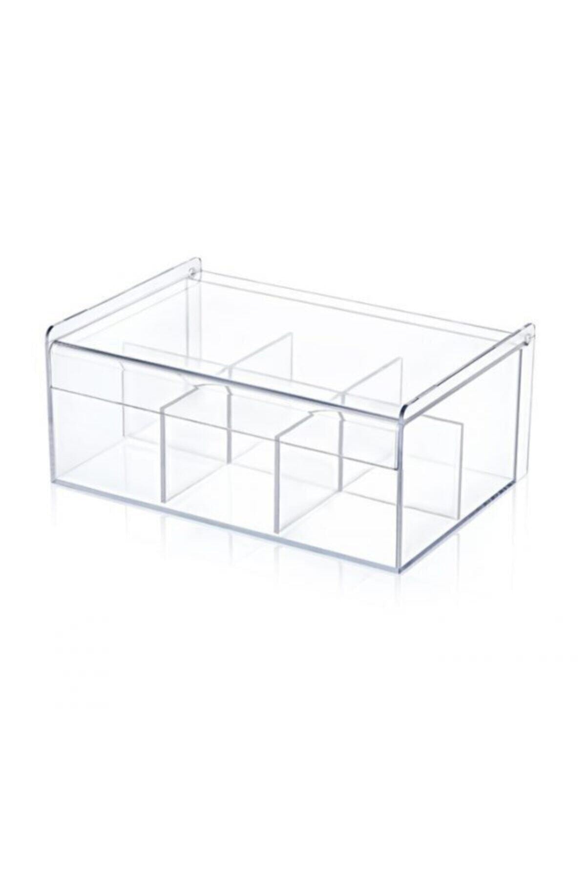 Home Office Decoration Kitchen Tea Box 6-compartment Lid Bag Herbal Tea Storage Container