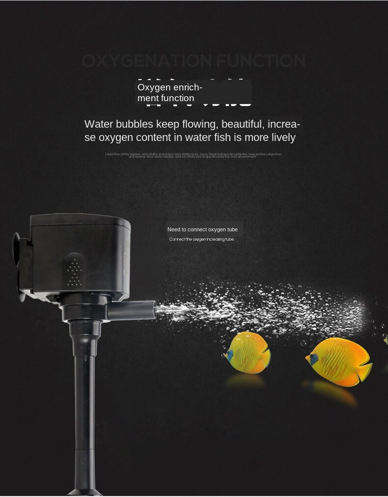 Fish tank submersible pump aquarium mute multi-function filter 3-in-1 small circulating oxygen pump water pump pond 220-240V