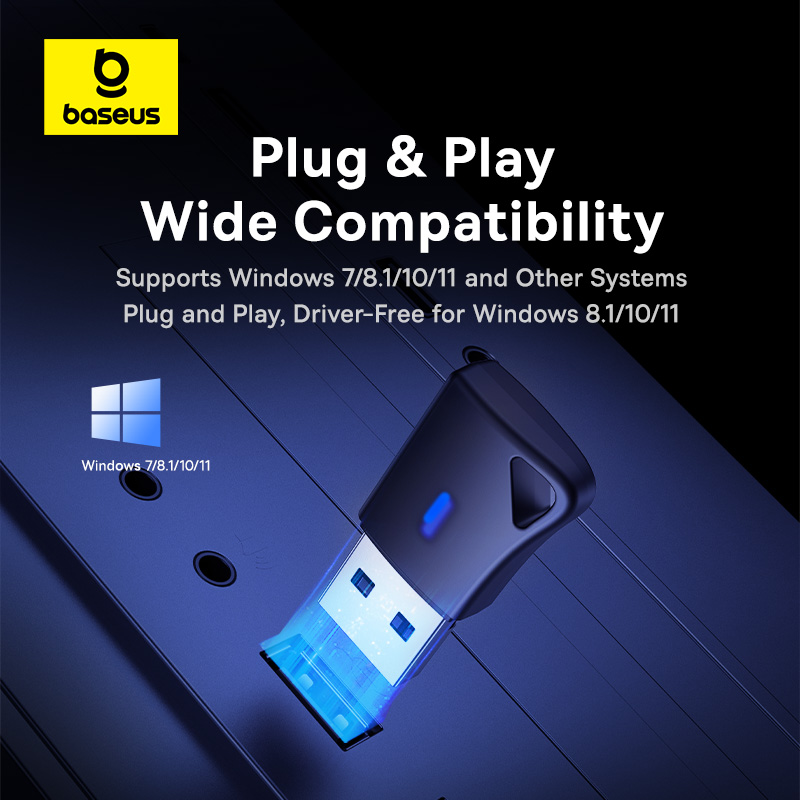 Baseus BA04+ Wireless Audio Adapter For Windows 7/8.1/10/11 Systems Fast Bluetooth Audio Receiver USB PC Receivers Bluetooth 5.4