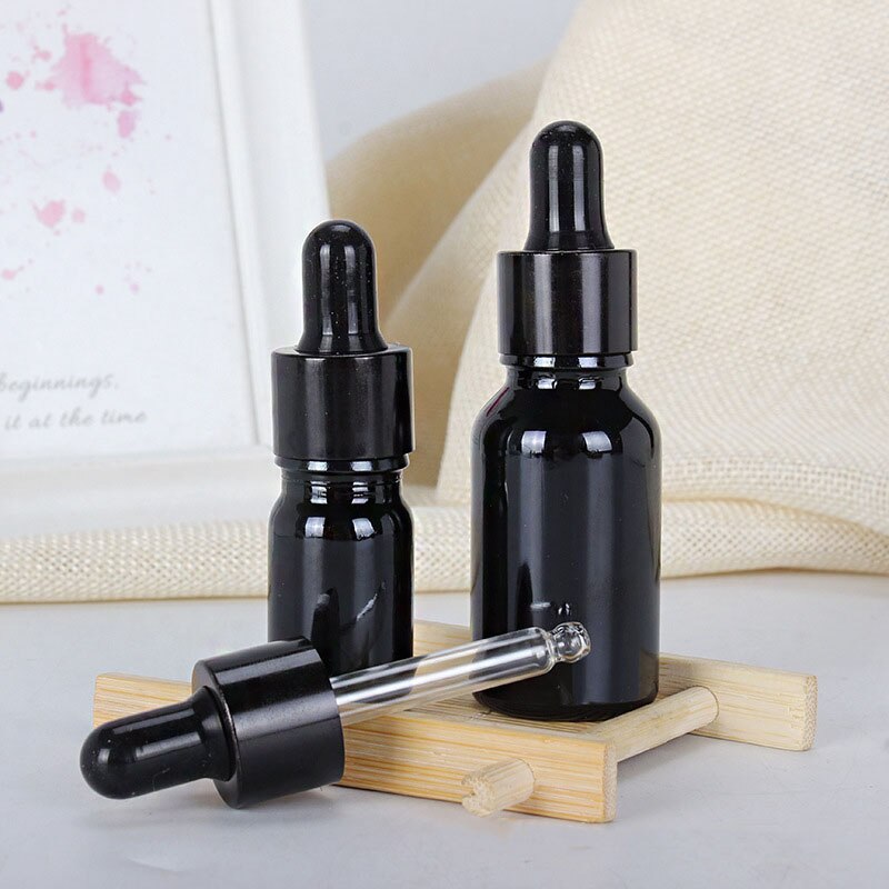 5-100ml droppflaska reagens öga svart glas aromaterapi flytande pipett parfymbehållare eterisk olja påfyllningsbar flaska