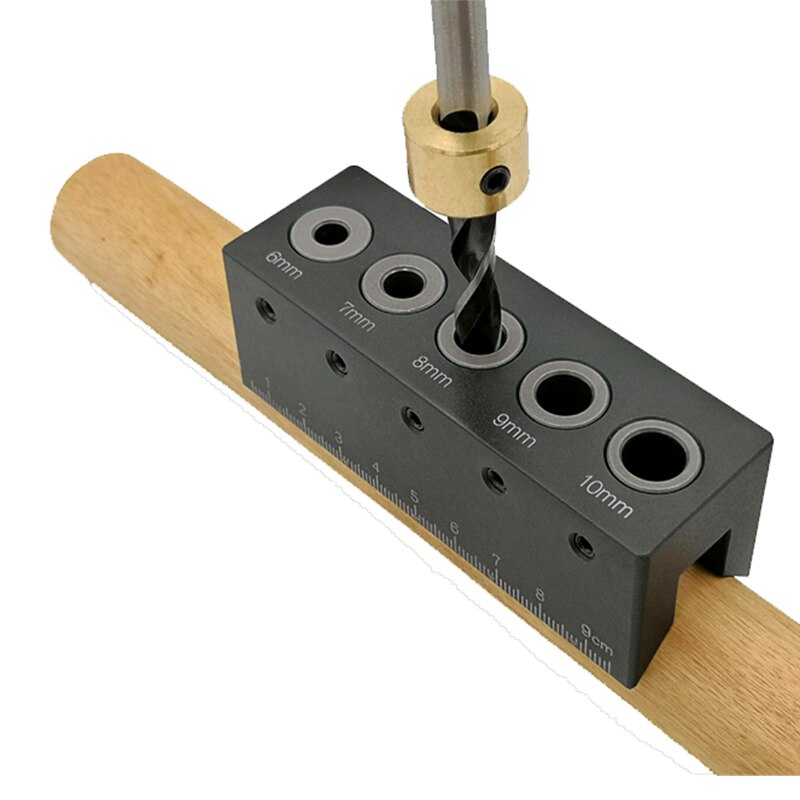 90 graders lige vinkel bore guide lomme hul jig kit aluminiumslegering hul locator dyvelning jig træbearbejdningsværktøjer