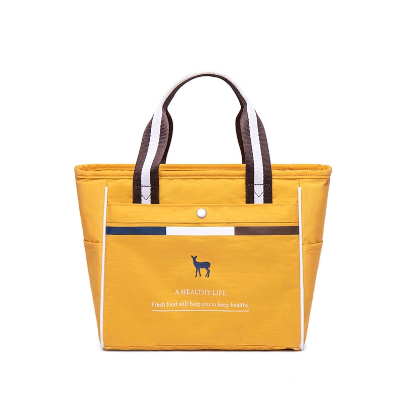 2021Unisex Insulated Lunch Bag With Heat Insulation Thermal Bag Food Door Tote Oxford Travel Picnic Bag For Office: Horizontal-Yellow