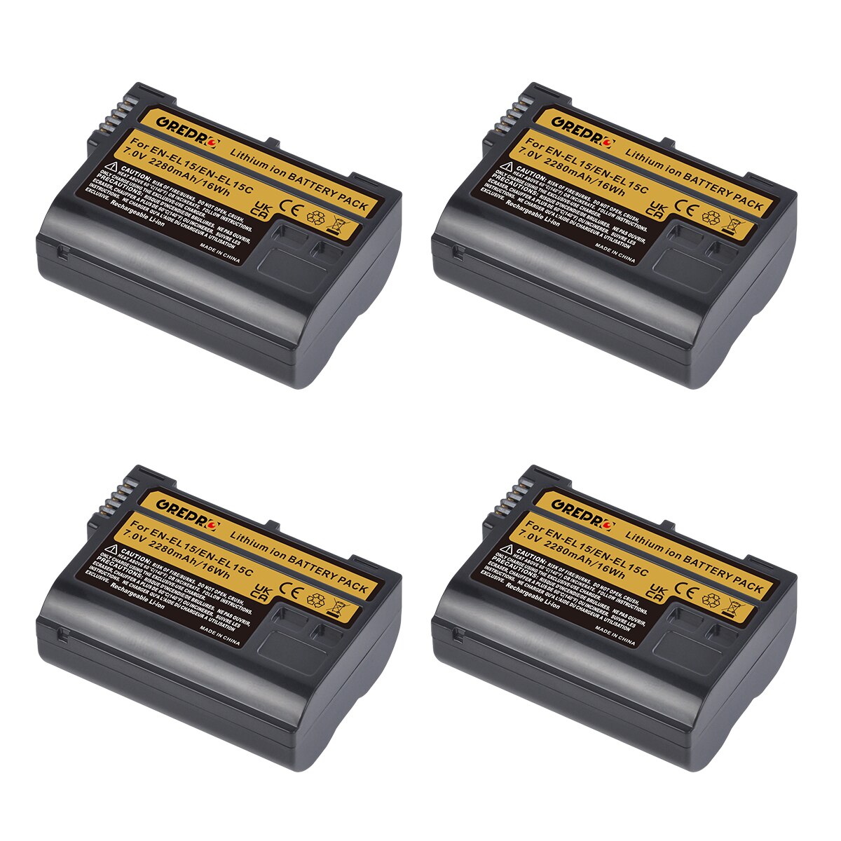 4x EN-EL15 EN-EL15C EN EL15 EL15C Battery + Charger with Type-C Port and Built-in Cable for Nikon Z6, Z7, D500, D600, D610, D750: 4x Battery