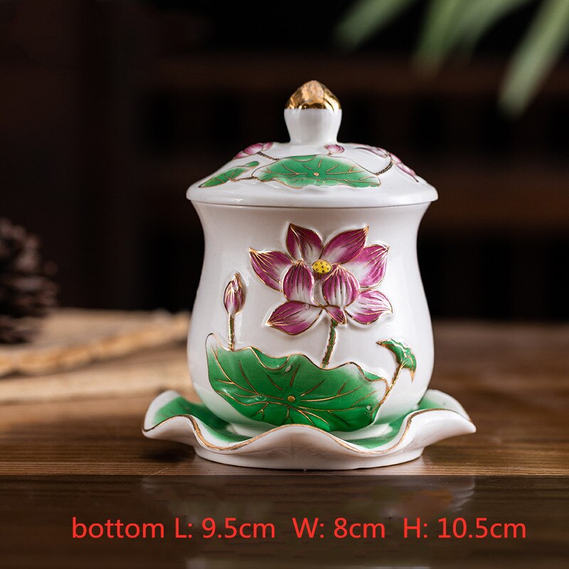 1 Pc Chinese Stijl Heilige Water Cup Keramiek Lotus Aanbieden Water Mokken Guanyin Grote Mededogen Water Cups Boeddhistische Leveringen: C2