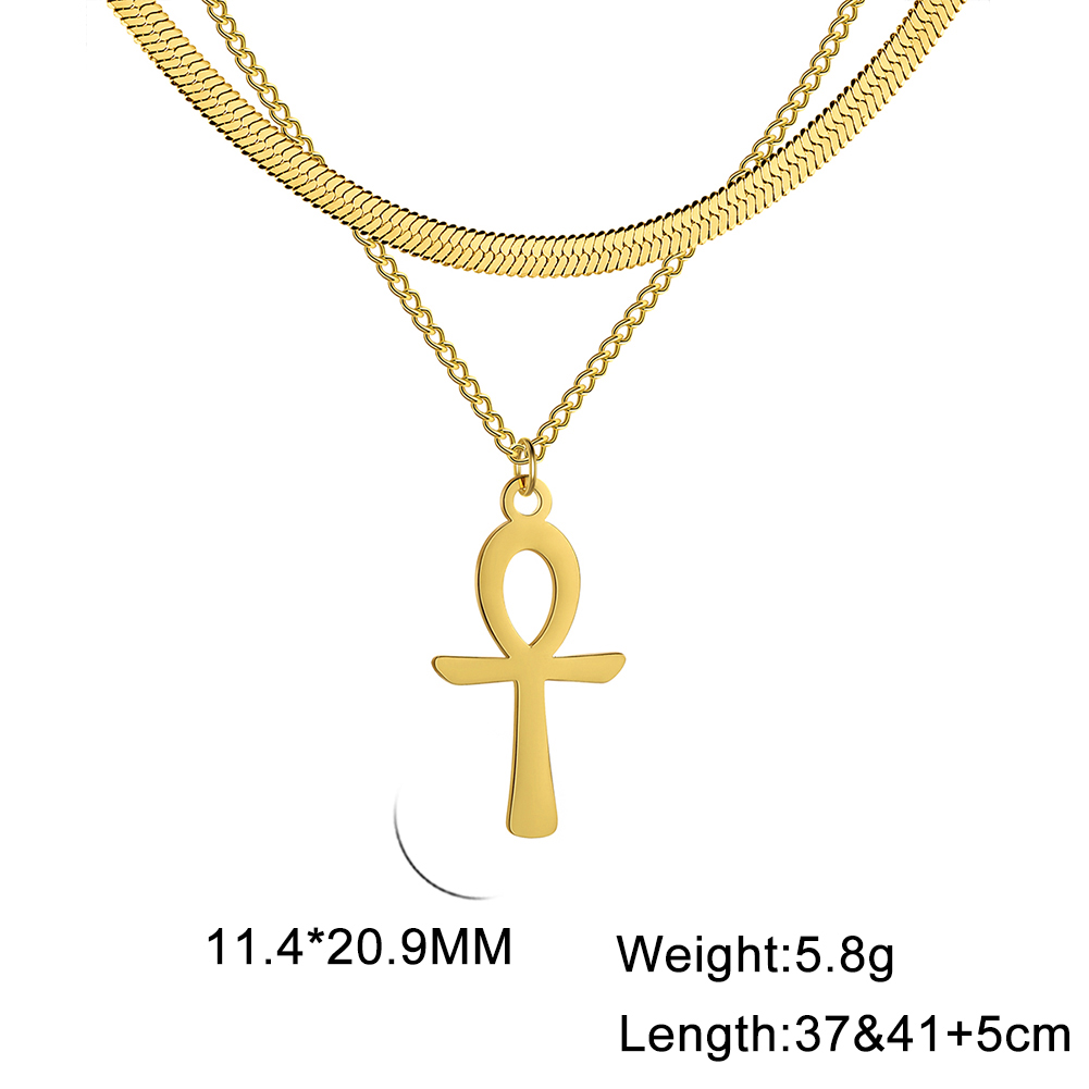 Lucktune Ankh Cruz amuleto egipcio collar de acero inoxidable llave de la vida símbolo crucifijo colgante collar mujeres joyería religiosa