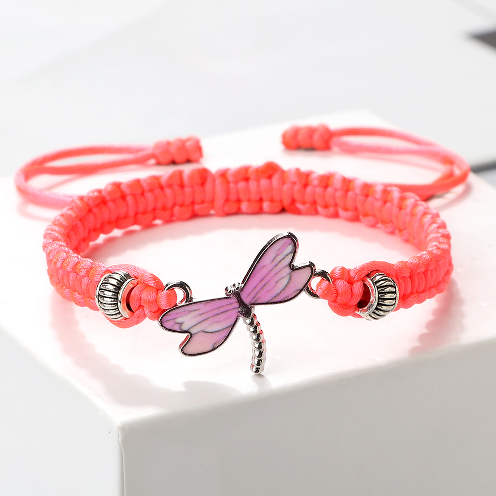 Dragonfly Hanger Gevlochten Armbanden Lucky Paars String Touw Vrouwen Mannen Mode-sieraden Handgemaakte Verstelbare Armbanden Charm: Donkergroen