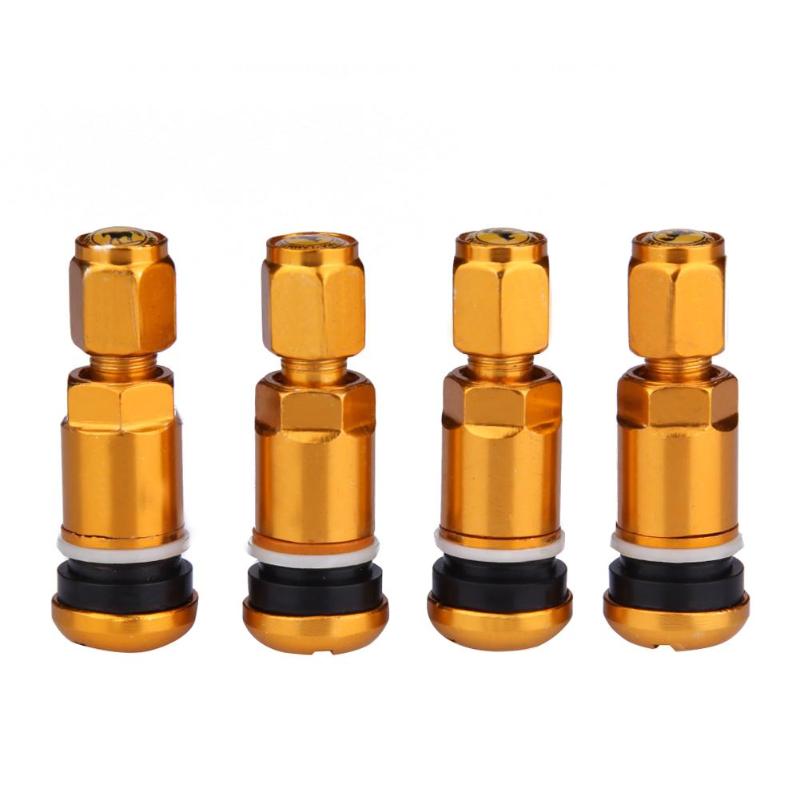 Vodool 4 stuks universele tubeless aluminiumlegering lucht fietsband ventieldoppen band wiel ronde afdekking auto accessoires: Goud