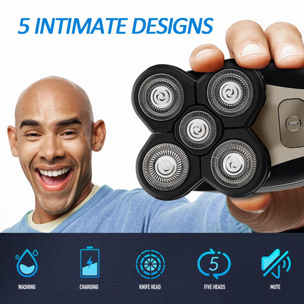 5 in 1 Electric Shaver Five Floating Heads Razor Electric Beard Trimmer