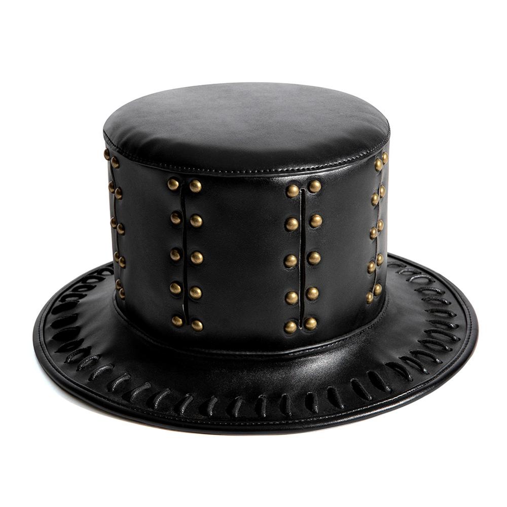 Aboutcos steampunk hat pu læder hatte victorian mandlige millinery traditionel magic tryllekunstner kasketter gentleman hat prom rekvisitter cos kit: Default Title