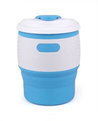 Vouwen Water Container Siliconen Reizen Koffiekopje Met Deksel Anti-Dust Multifunctionele Thee Cups Keuken Benodigdheden Vaso Plegable: Blauw