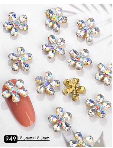 3D nail art Kleurrijke Bloem gems decoraties voor strass 3D DIY charms sieraden: 02