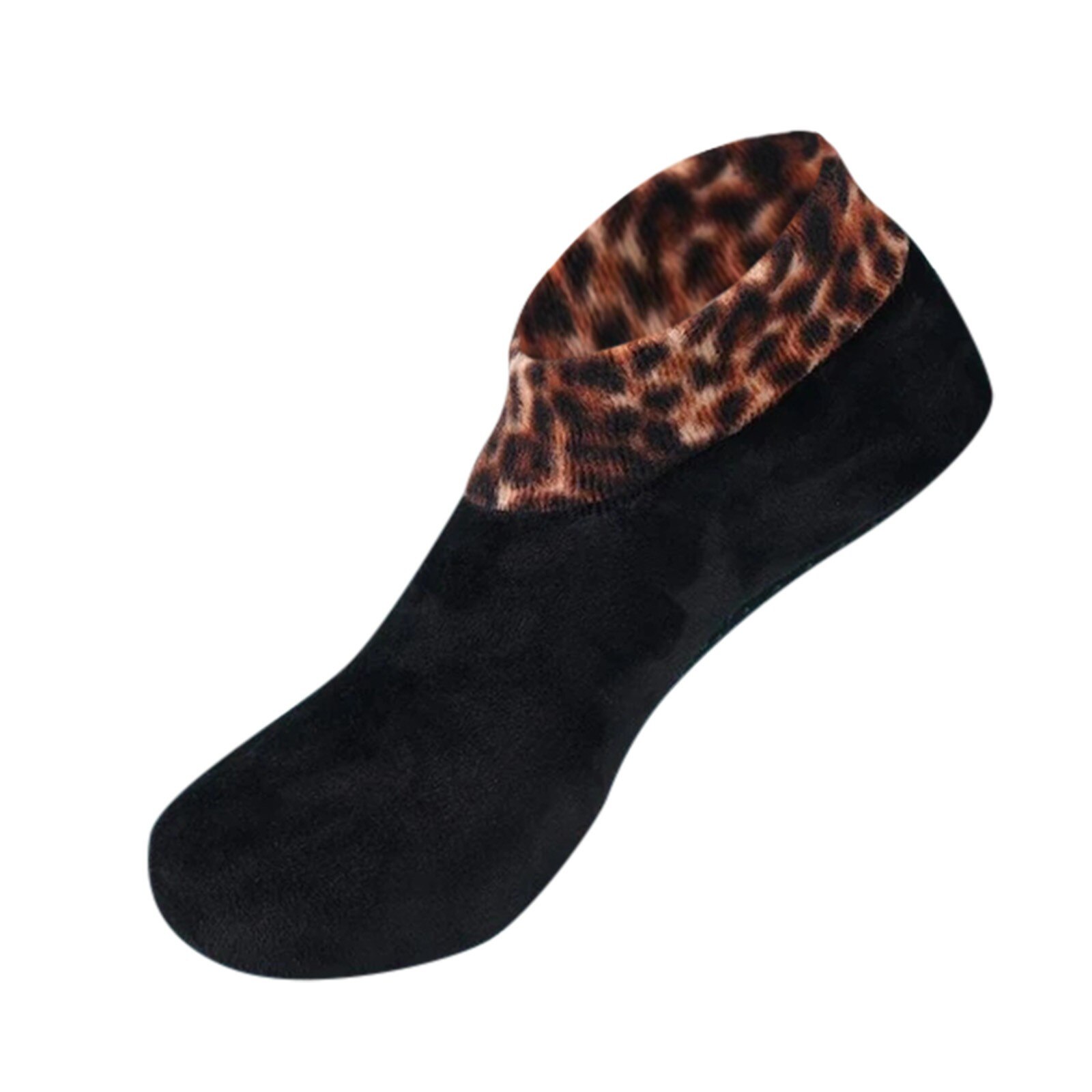 Donna uomo inverno caldo stampa leopardo addensare calzini termici lana Cashmere antiscivolo calzino per la casa stivali morbidi calzini per dormire al pavimento: Black