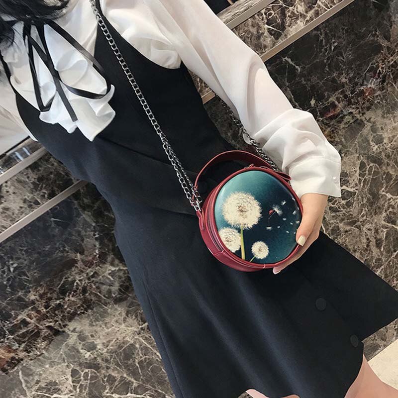 Amorvivi Small round bag wild crossbody simple handbag casual wild mini round bag student mobile phone bag