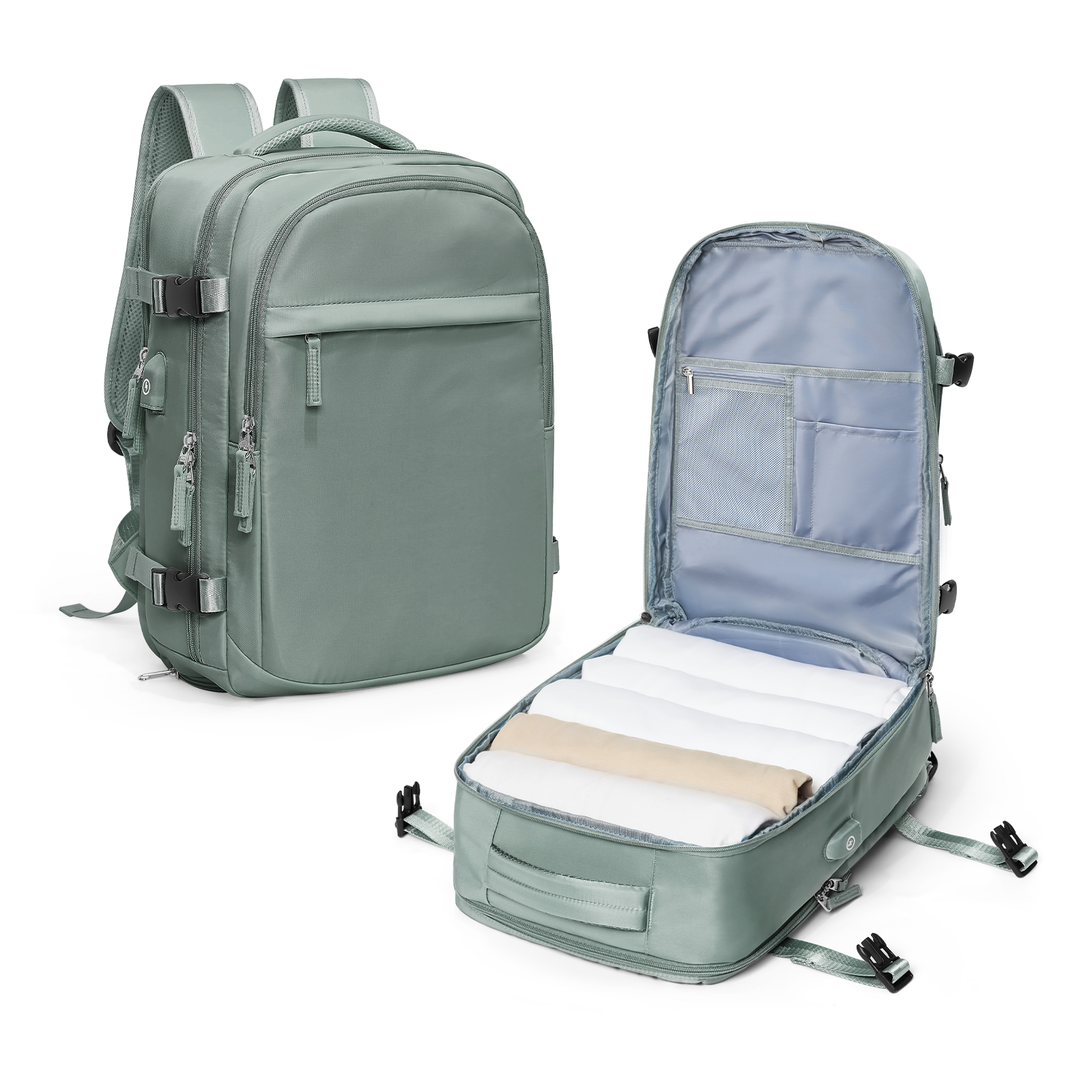 Handbagage Rugzak, Grote Reisrugzak Voor Vrouwen Mannen Luchtvaartmaatschappij Goedgekeurd Gym Rugzak Waterdichte Zakelijke Bagage Laptop Dagrugzak: green