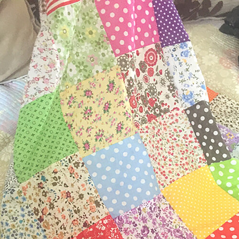 7 unidades/juego de tela de algodón para manualidades, paño liso, estampado Floral, cuadrado, 25x25mm