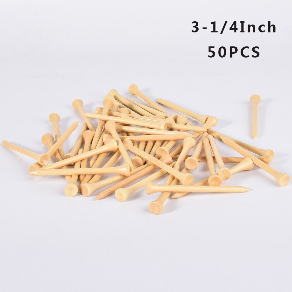 50/100 stk golf tees bambus 83mm 70mm ubrydelig tee golf træning swing øvelse tilbehør mindre friktion stærkere 4 størrelse bulk: 83 mm 50 stk
