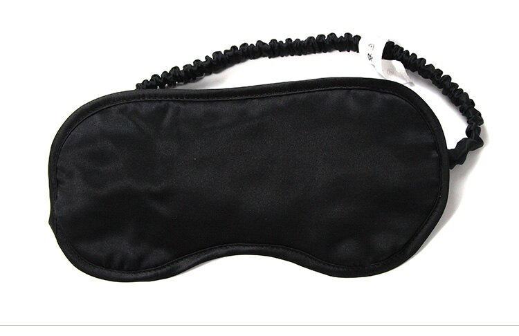 100% natürliche Seide Auge-maske Schlaf Scheuklappen Atmungsaktive Gesunde weiche schlaf auge Komfortabel stoff Süssigkeit farben Elastische Band: Schwarz