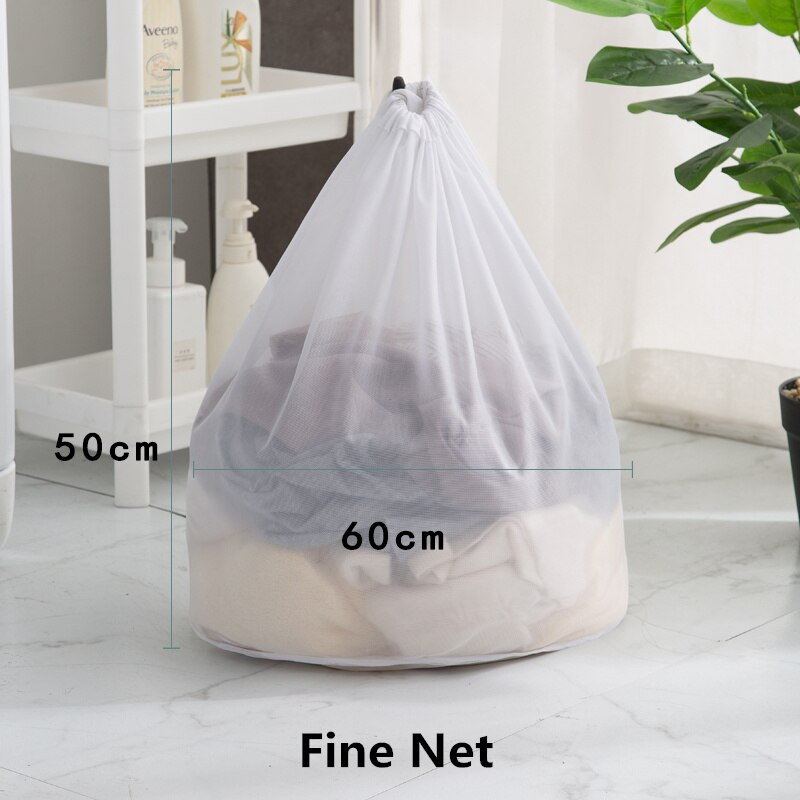 Polyester Drawstring Laundry Bag Sheets Clothes Washing Machine Wash Bag Round Drawstring Pocket For Washing Clothes: Fine 50-60cm