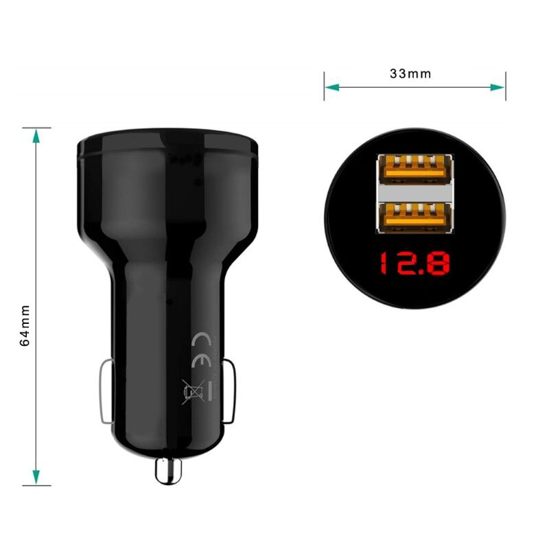 12v/24v dual-ports 3.1a usb-autoladegerät mit zigarettenanzünder, digitalem led-voltmeter und netzteil für mobiltelefone, tablets und gps  r9jb geräte