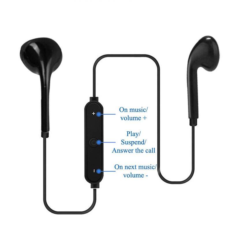 S6 Draadloze Bluetooth Headset Sport Nekband Headset 3D Stereo Ingebouwde Microfoon Ondersteunt Verschillende Smart Telefoon Programma 'S
